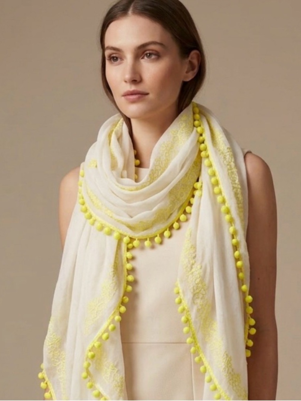 Anthropologie Floreat Pom Pom Scarf